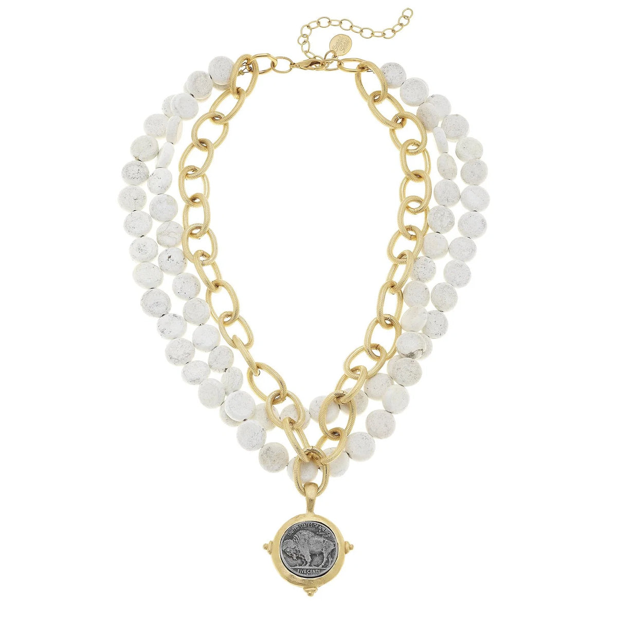 Buffalo Coin & Beaded Statement Necklace