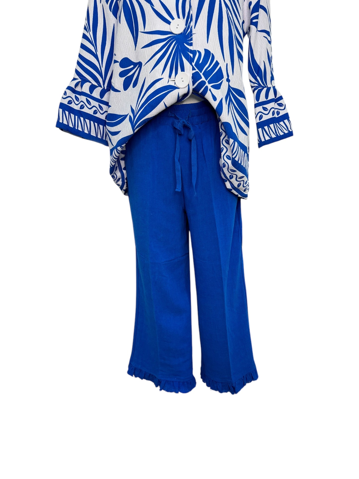 Royal blue pant with frayed ends