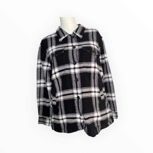 Plaid Cotton Shacket w/welt Pockets