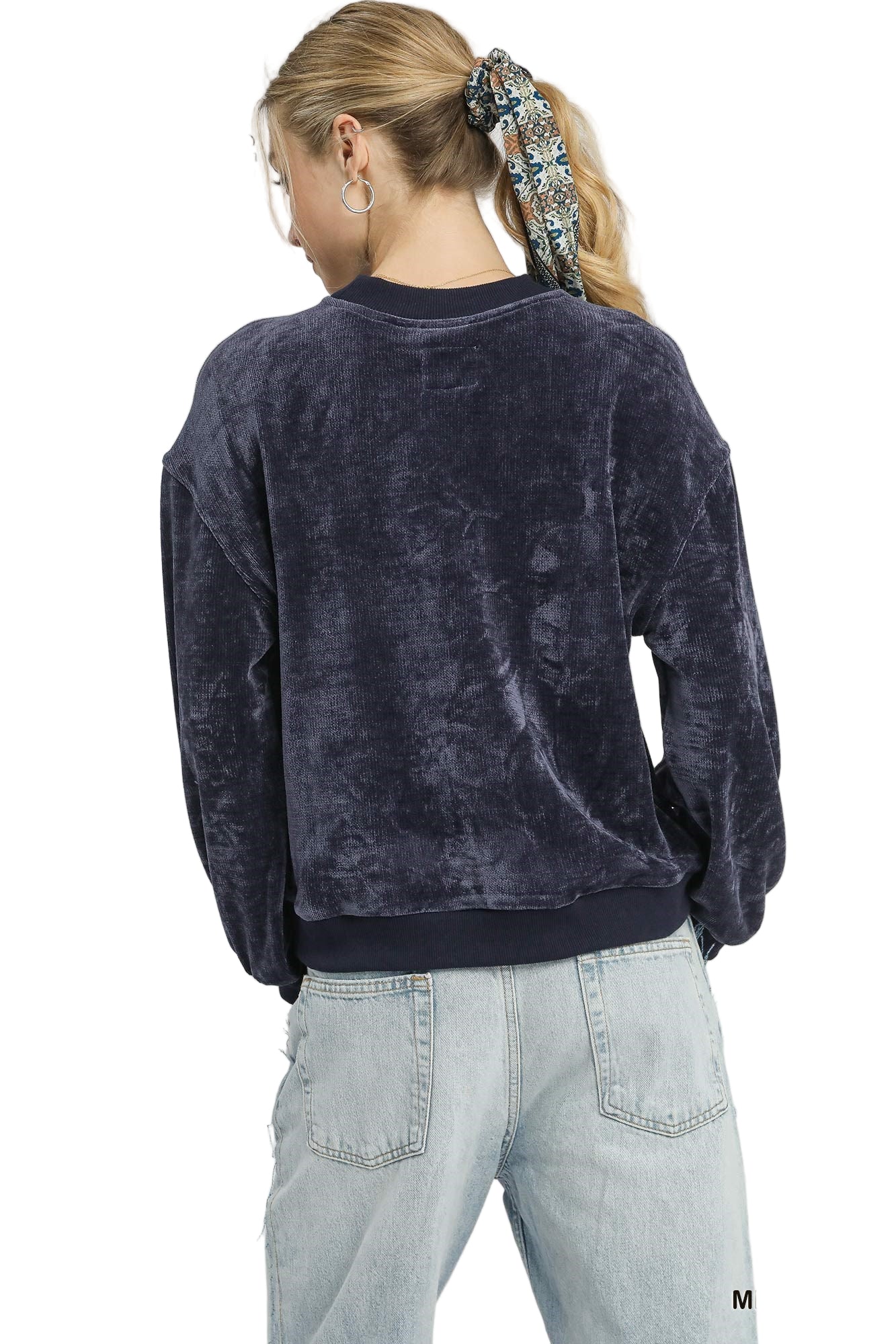 Velour Crewneck Pullover Sweatshirt