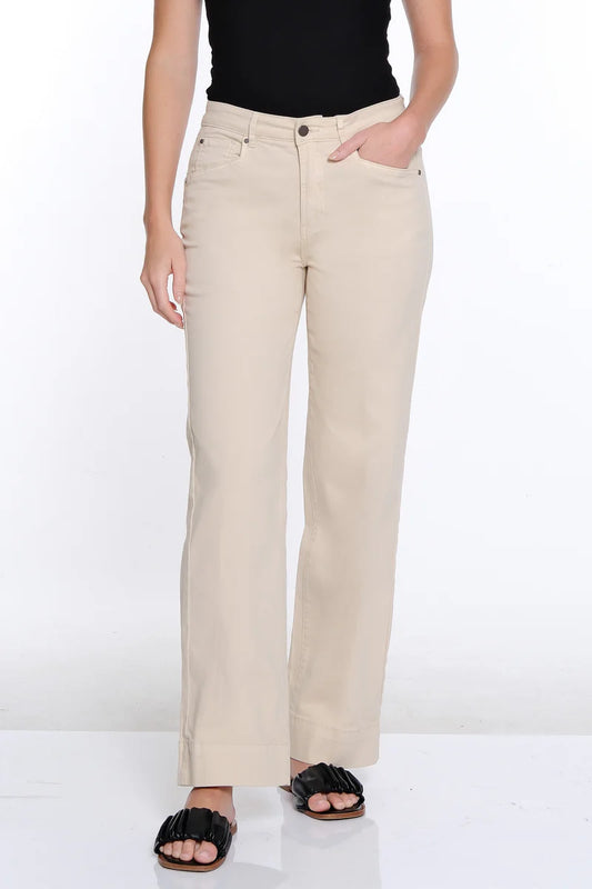 Wide Leg Twill Pant -Natural