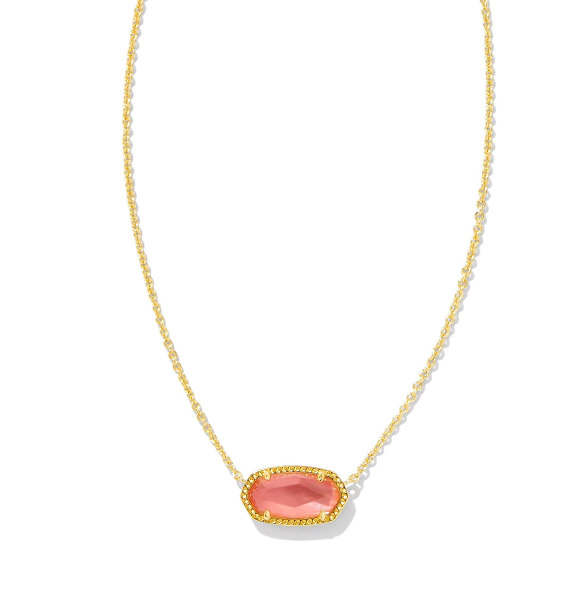 !Elisa Pendant Necklace - Gold Coral-Pink Mother of Pearl