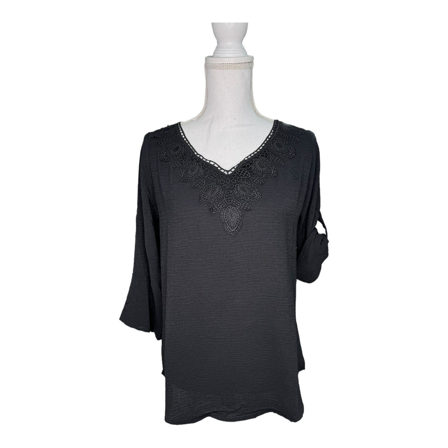 Black 3/4-Sleeve Blouse