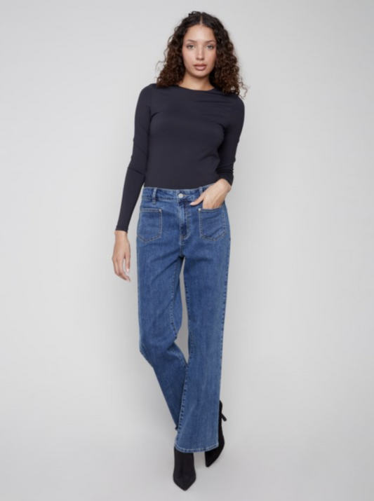 Charlie B Medium Blue Flare Stretch Jeans