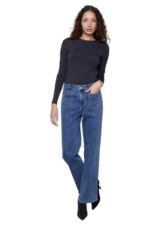 Charlie B Medium Blue Flare Stretch Jeans