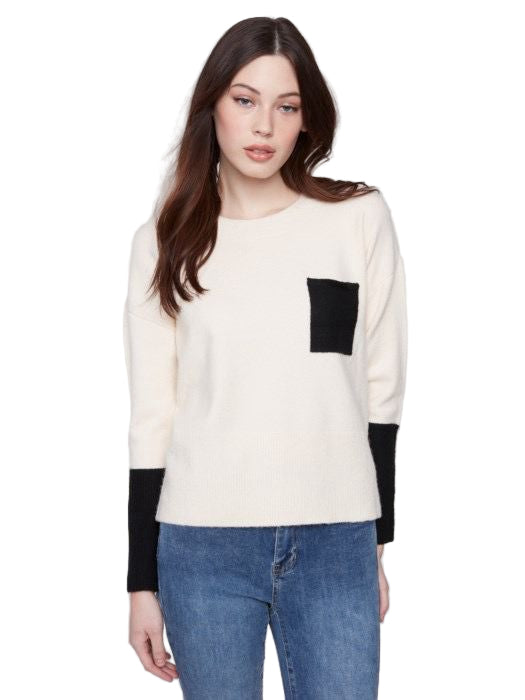Charlie B Colorblock Sweater w/pocket