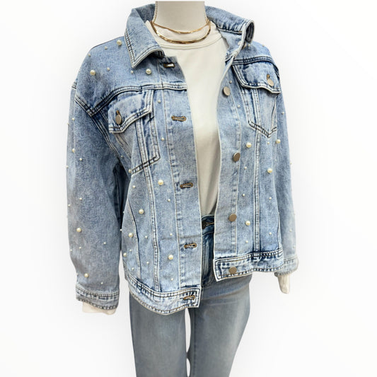 PEARL DETAILED DENIM JACKET