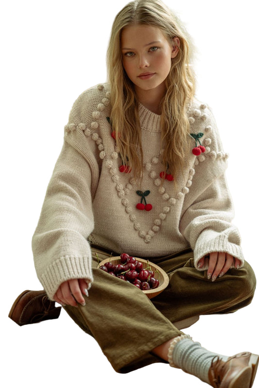 CHERRY TRIM SWEATER