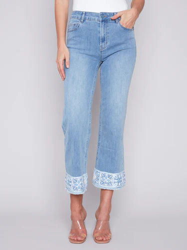 Jeans with Crochet Cuff - Light Blue