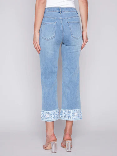 Jeans with Crochet Cuff - Light Blue