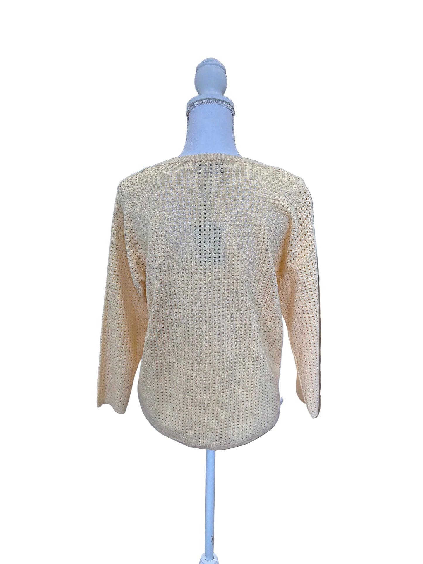 Pale Yellow Open-Knit Sweater Top