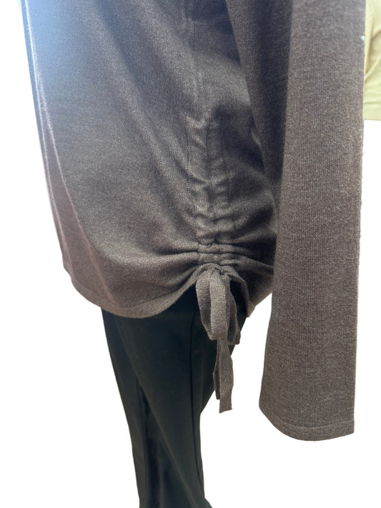 Brown Sweater with Cinch Waist Ties