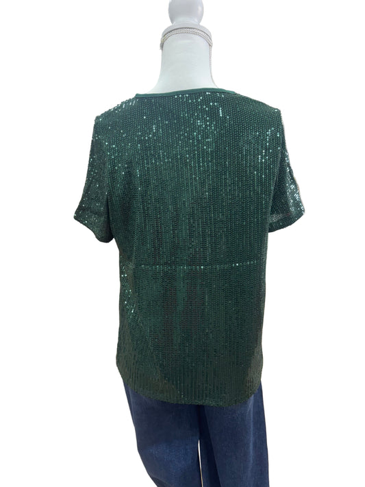 Green Sequin T-Shirt Blouse