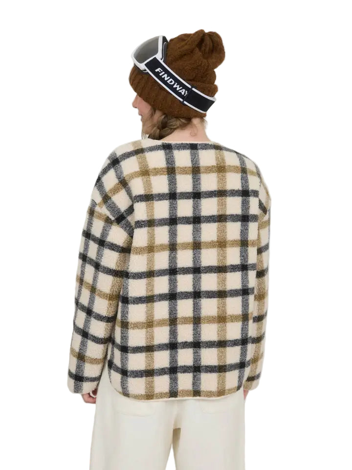 Plaid Button Down Teddy Jacket