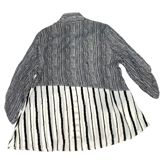Diagonal Stripe Blouse with Drawstring Sleeves