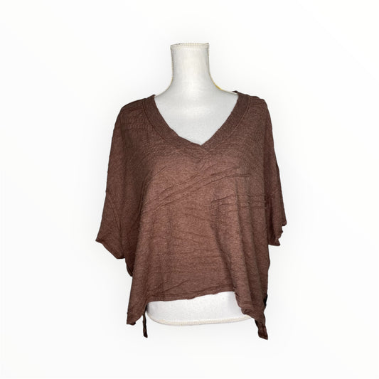 V NECK BOXY TEXTURED KNIT TOP