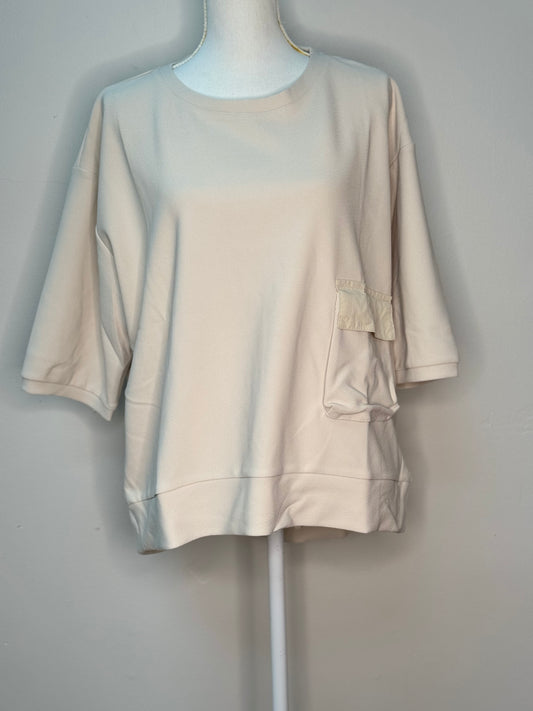 Short Sleeve Beige Shirt with Pocket