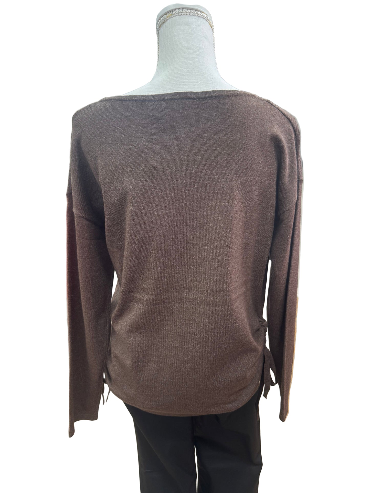Brown Sweater with Cinch Waist Ties