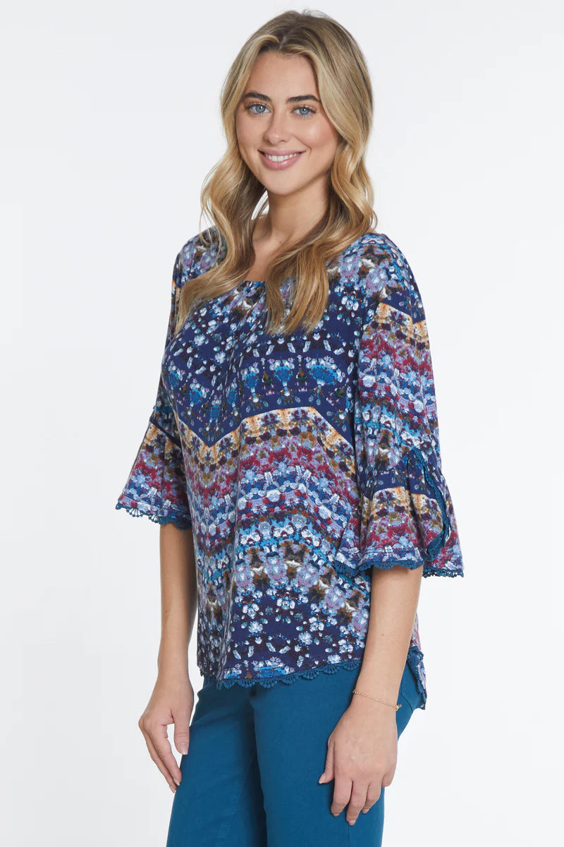 Ruffle Sleeve Knit Top- Multi