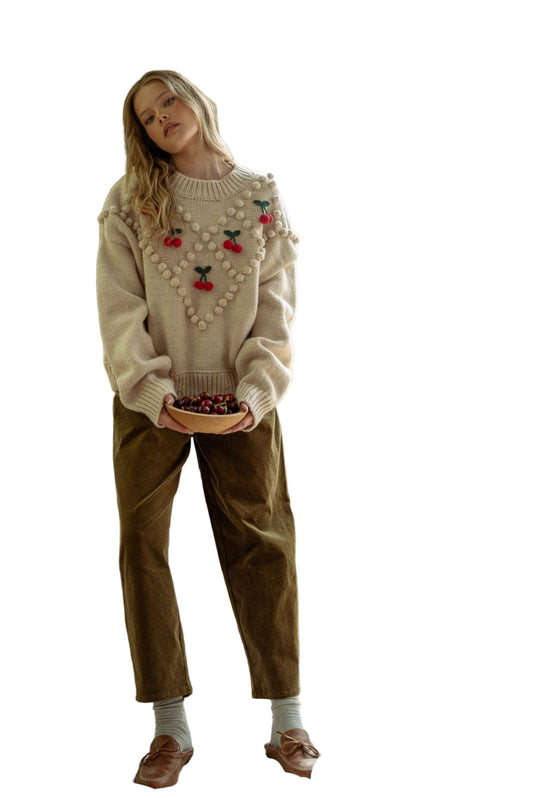 CHERRY TRIM SWEATER