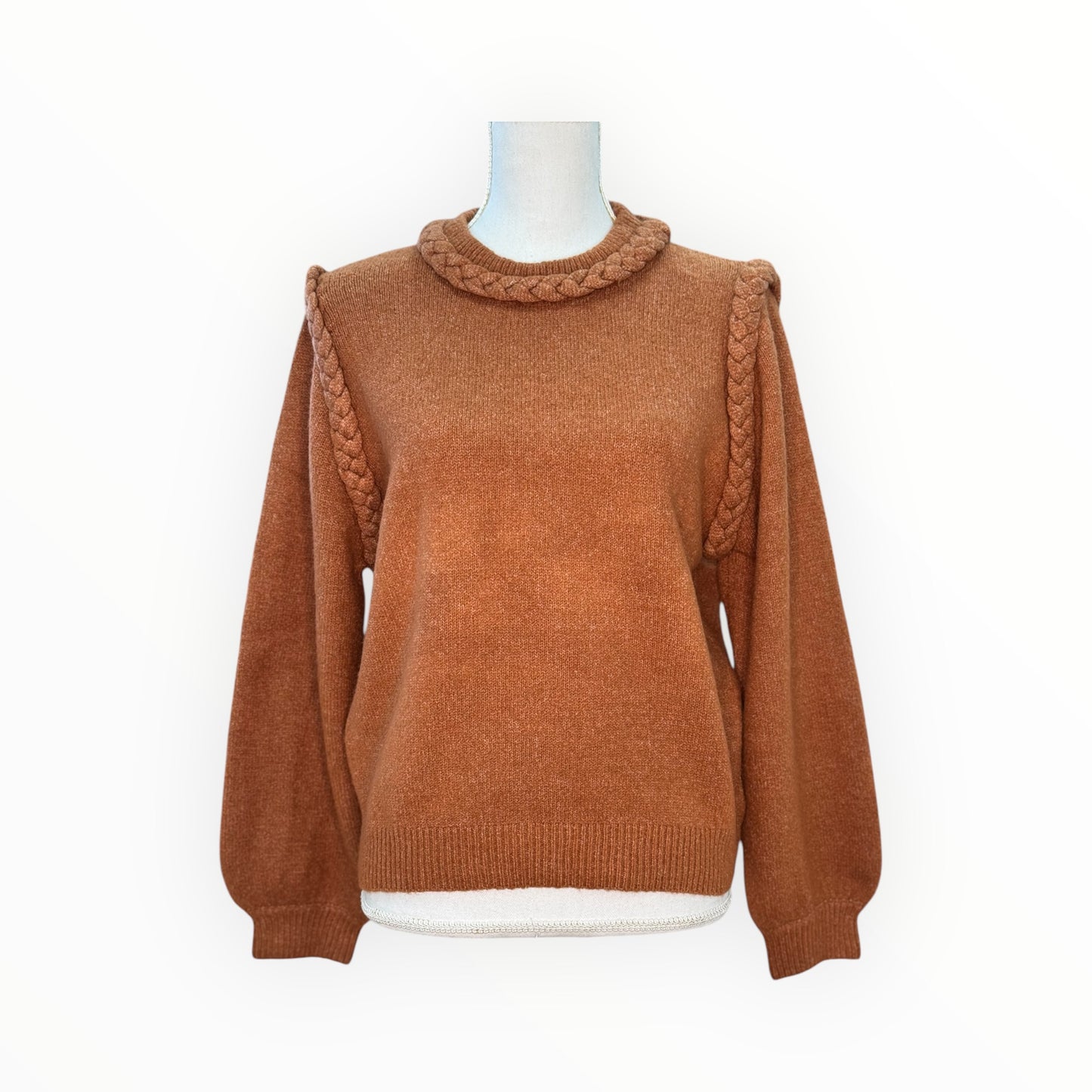 RUST BRIADED SWEATER