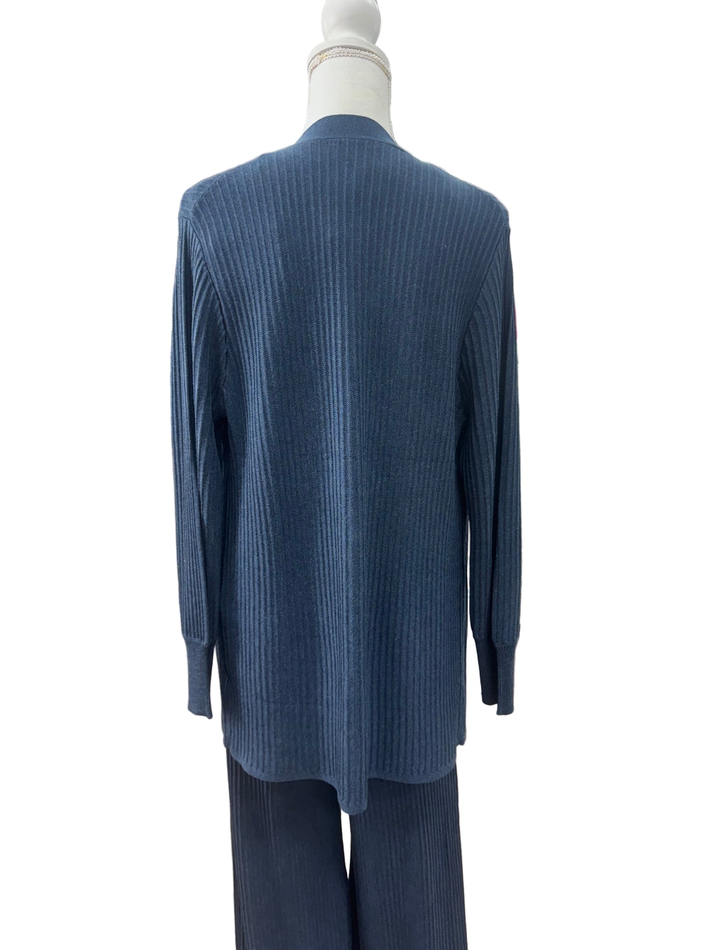 Ribbed Lounge Cardigan in Denim Blue
