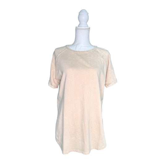 Zenana Washed Tee with Accented Hems - Cream