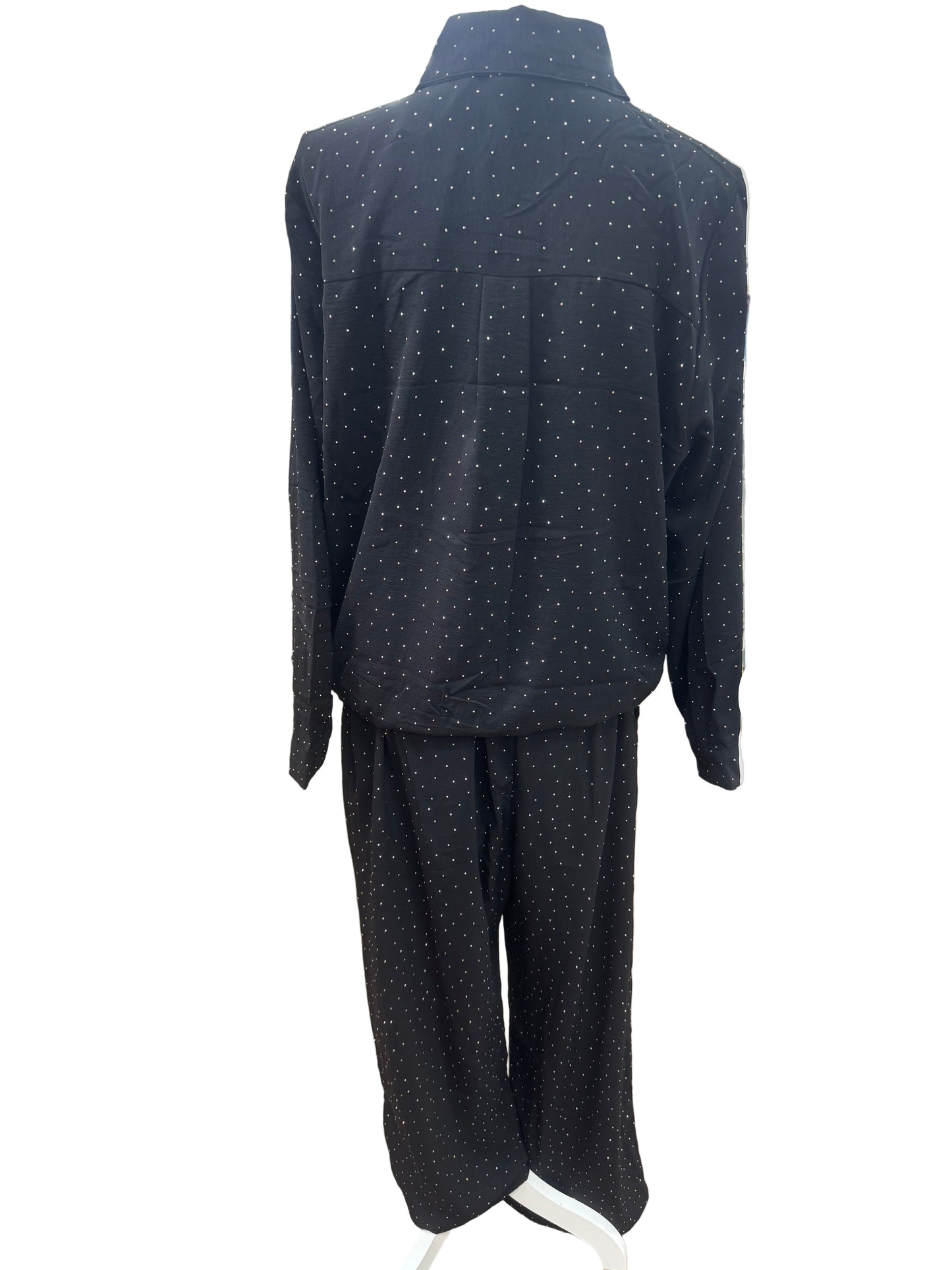 Black Rhinestone Wide Leg Pants