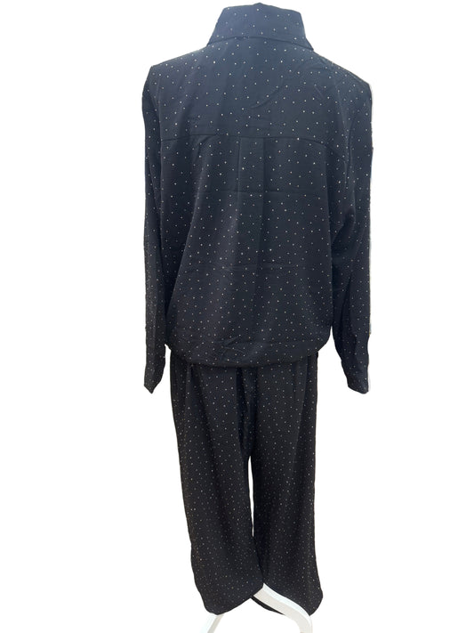 Black Rhinestone Wide Leg Pants