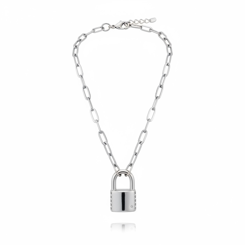 !Kendra Scott Jess Sm. Lock Necklace in Silver