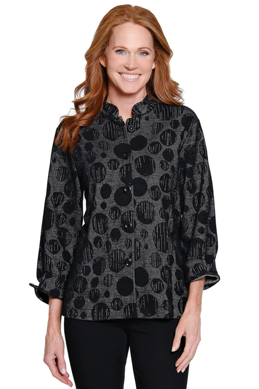 Jacquard Knit Tunic - Black Dot Print