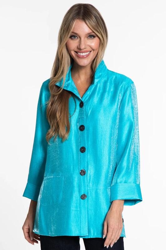 Turquoise Wire Collar Shimmer Tunic