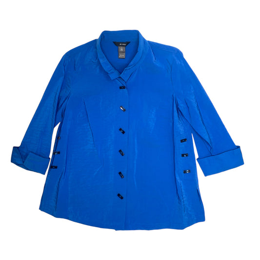 Royal Blue Shimmer Button Front Shirt