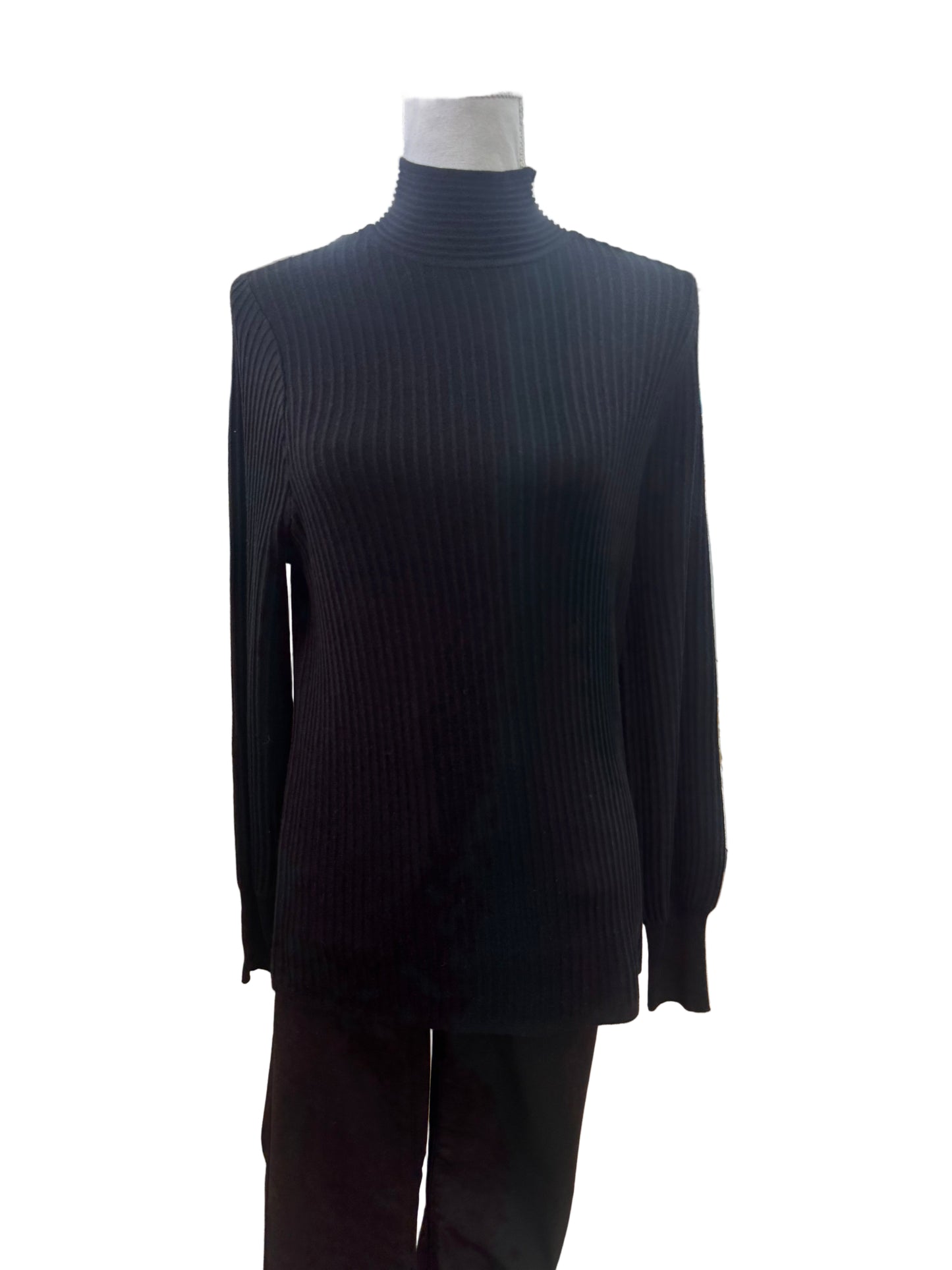 Ribbed Black Turtleneck Sweater