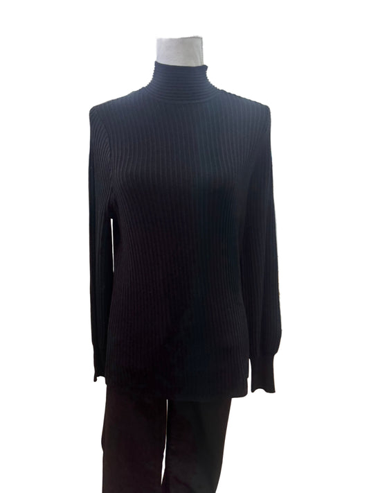 Ribbed Black Turtleneck Sweater