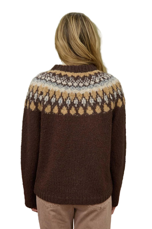 FAIR ISLE PATTERN LONG SLEEVE KNIT SWEATER