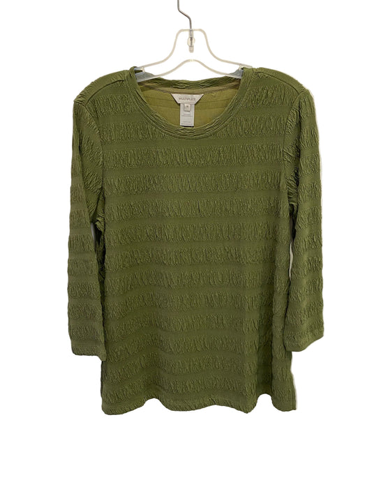 Multiples Solid Scoop Neck Knit Top - Olive
