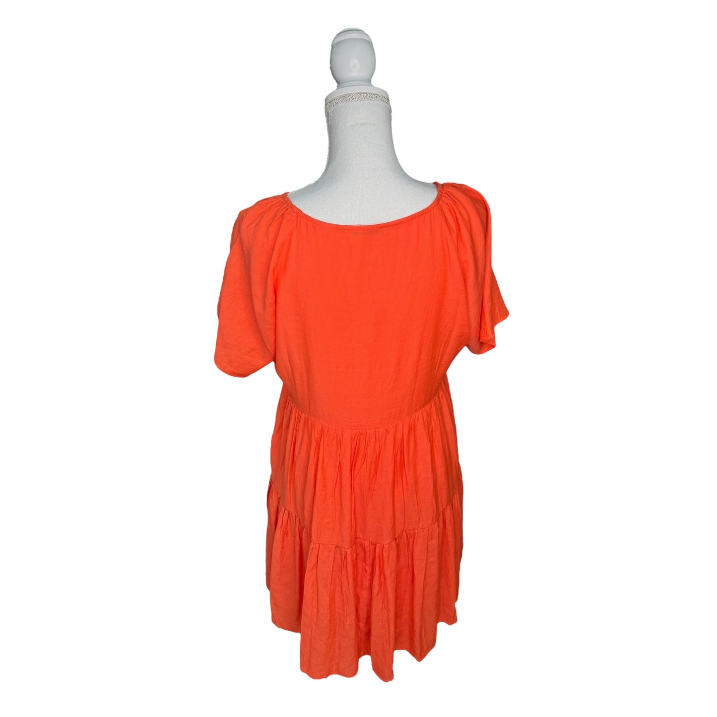 Orange Tiered V-Neck Dress