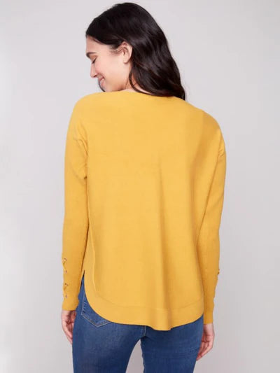 Charlie B Sweater with Lace-Up Cuffs | Honey