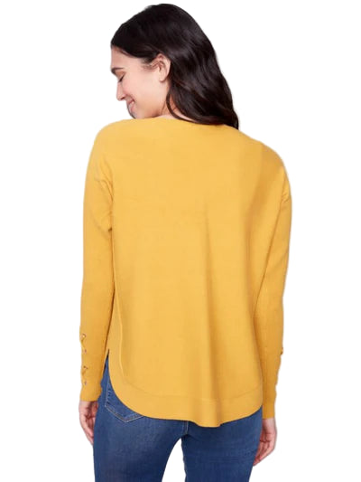 Charlie B Sweater with Lace-Up Cuffs | Honey