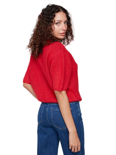 Charlie B Elbow Sleeve Ballon Shape Sweater |Crimson