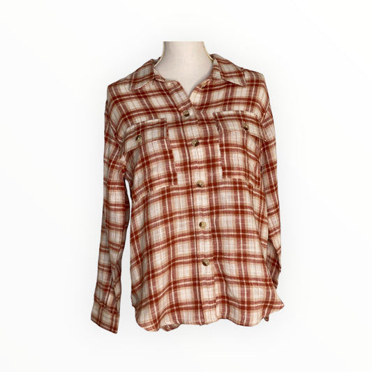 Terracotta Two Flap Pocket Long Sleeve Top