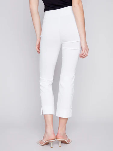 Capri Pants with Hem Slit - White