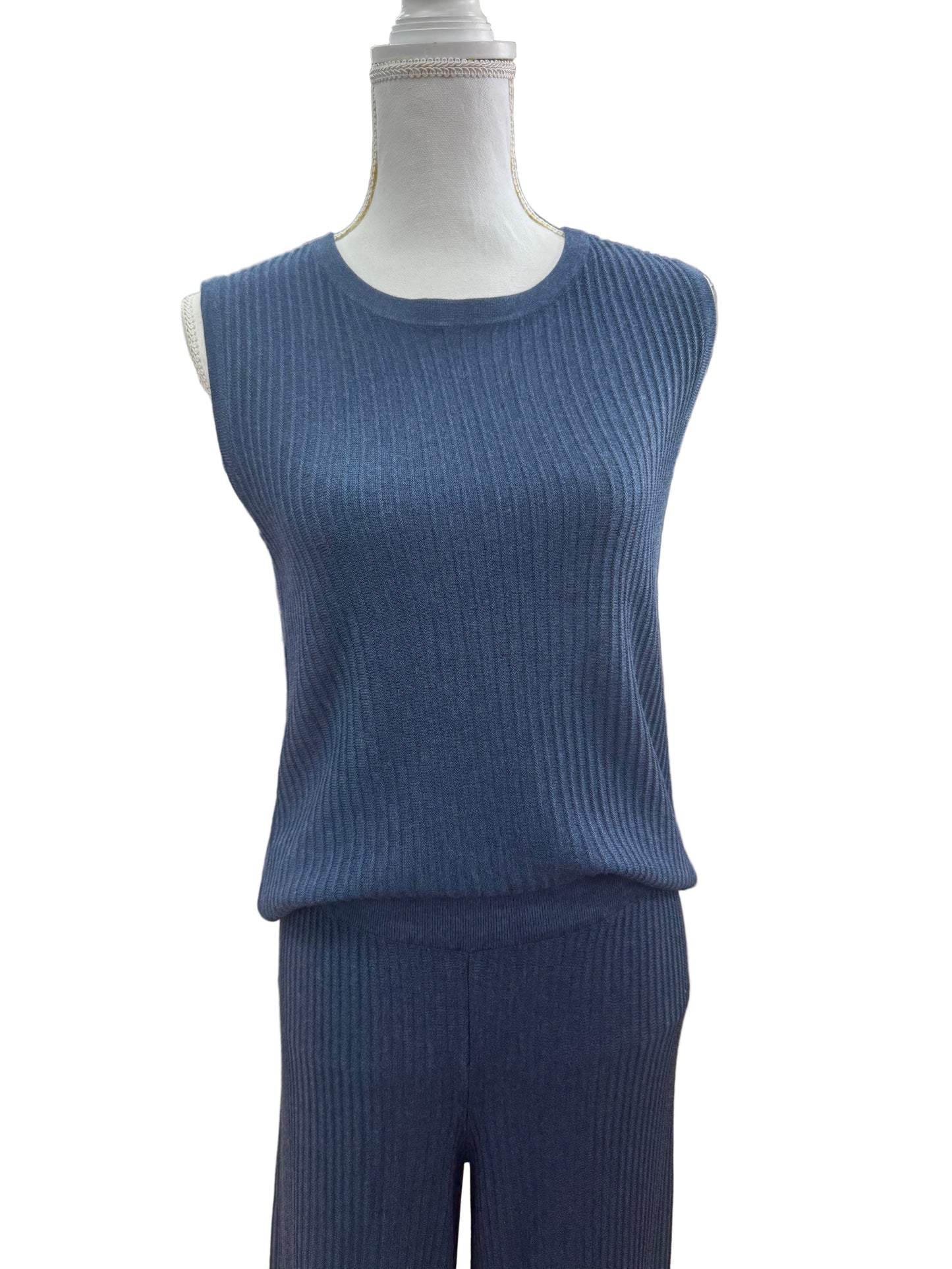 Ribbed Lounge Tank in Denim Blue