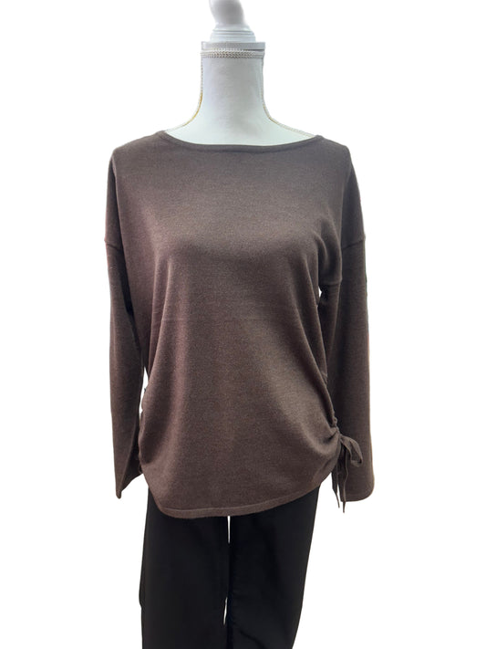 Brown Sweater with Cinch Waist Ties