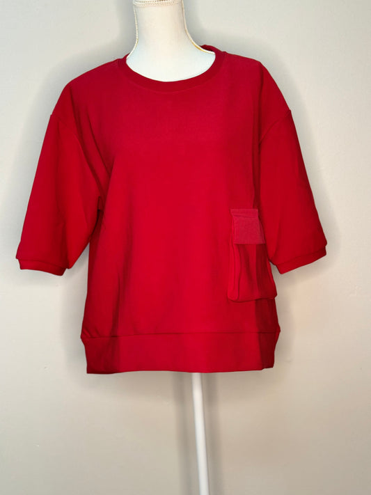 Short Sleeve Red Shirt with Pocket