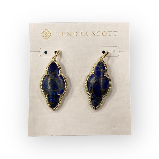 KENDRA SCOTT BLUE AND GOLD DROP EARRINGS