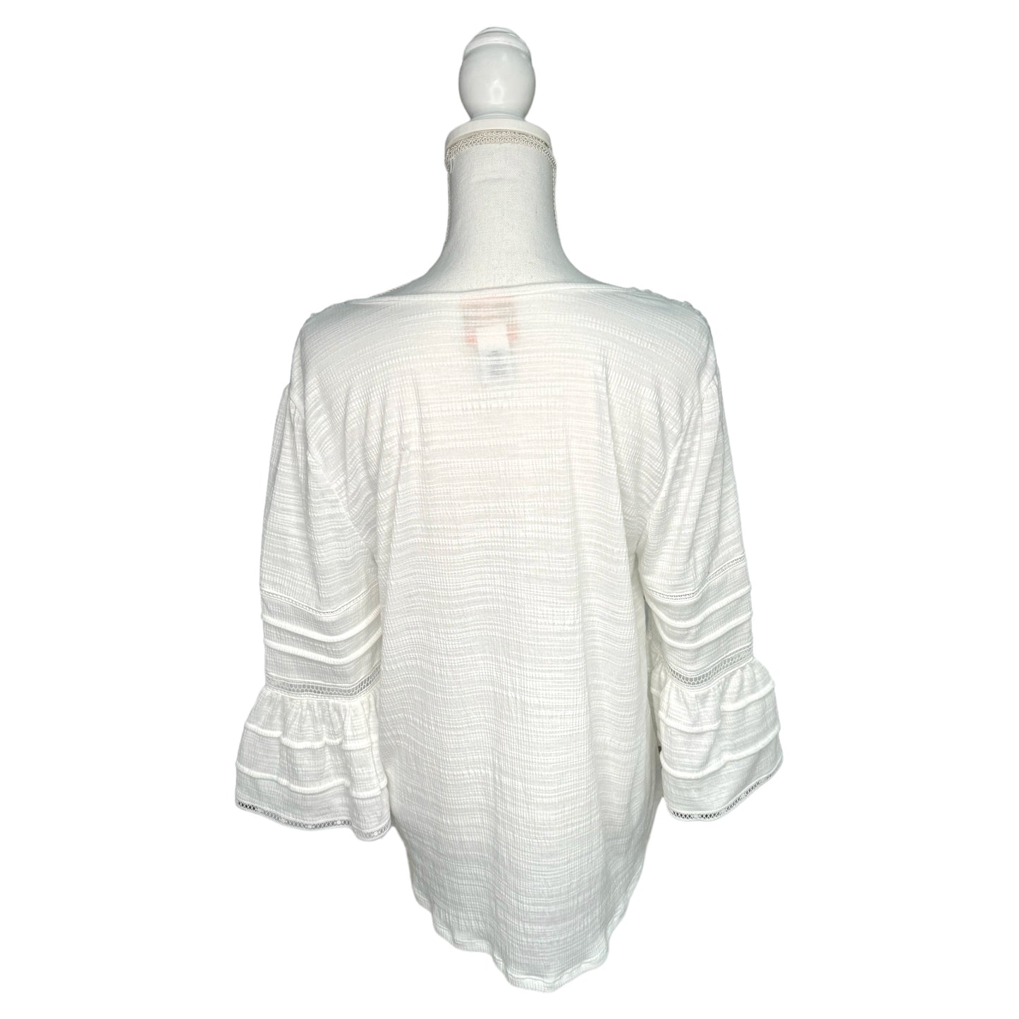 White Flouncy 3/4 Sleeve Crinkle Blouse