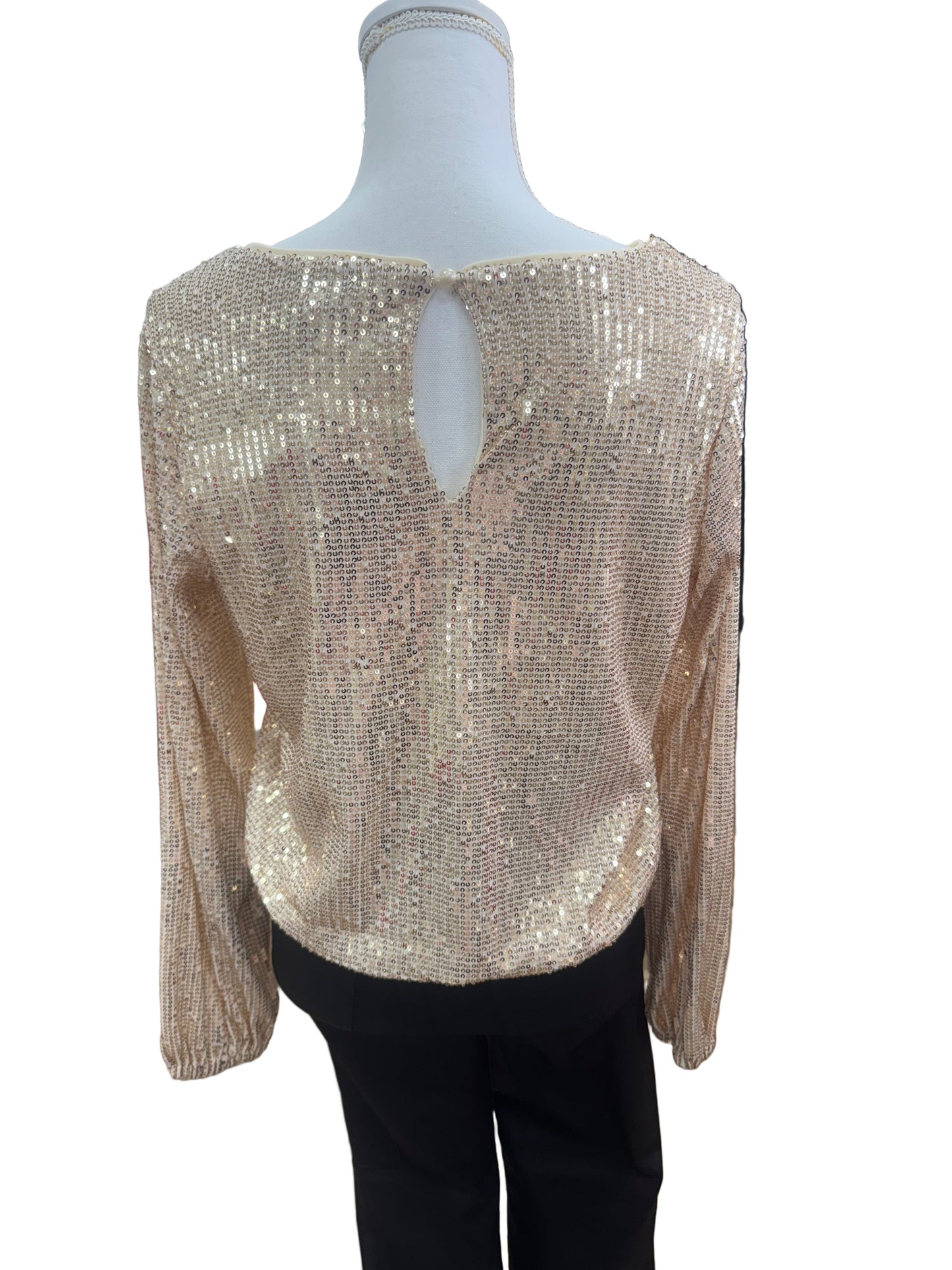 Sequin Gold Blouse with Hip Tie Detail