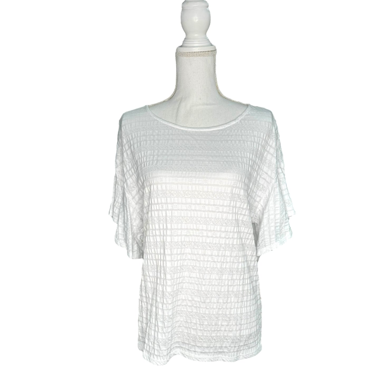 White Crinkle Short Sleeve Blouse